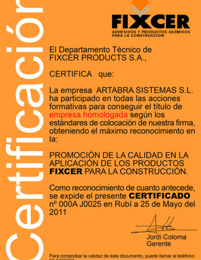 Certificado de Homologación Colocador en Freehand